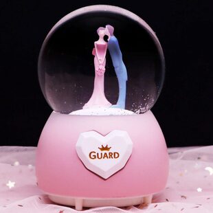 晶浪漫雪花儿童音乐盒球礼服玻璃水结婚飘彩灯情人节礼品女生情侣