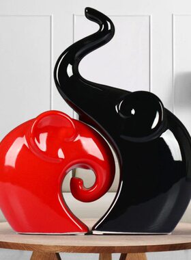 现代象对装饰品摆件电视柜工艺品小摆设陶瓷婚房创意家居客厅酒柜