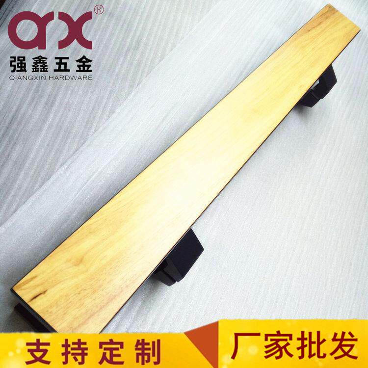 西式仿古木门拉手实木不锈钢大门拉手黑色原木色玻璃铝框大门把手