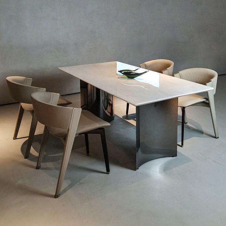 卡里冰玉白冰玉餐桌长方形家用意式极简轻奢现代别墅高级餐台晶石