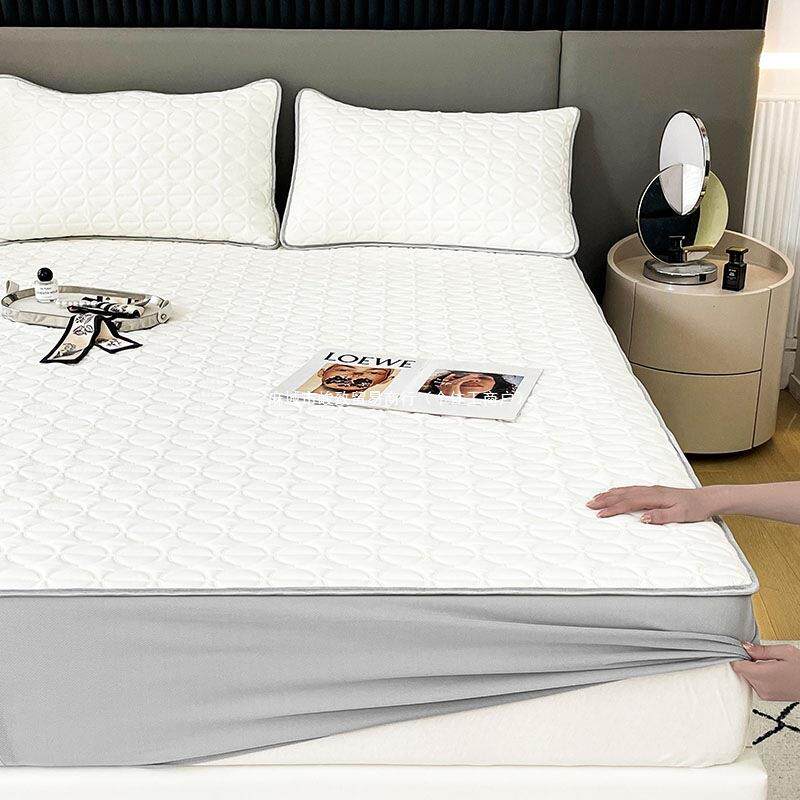 新款莱赛尔天丝乳胶床笠三件套床垫保护套防滑床罩纯色简约床品