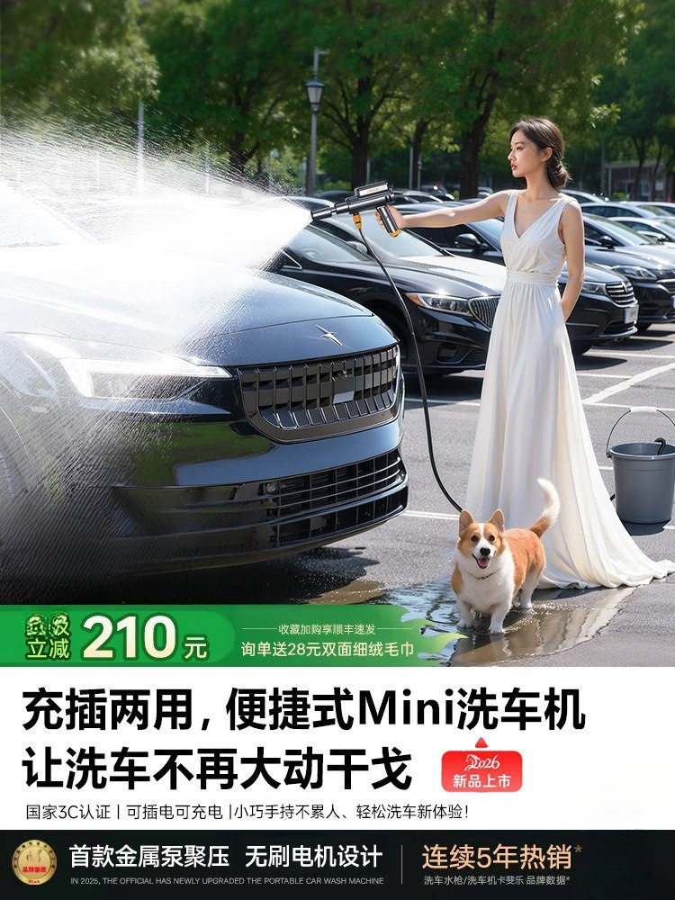 快速洗车机高压水枪家用无线锂电池电动高强压力泵新型增压洗窗户