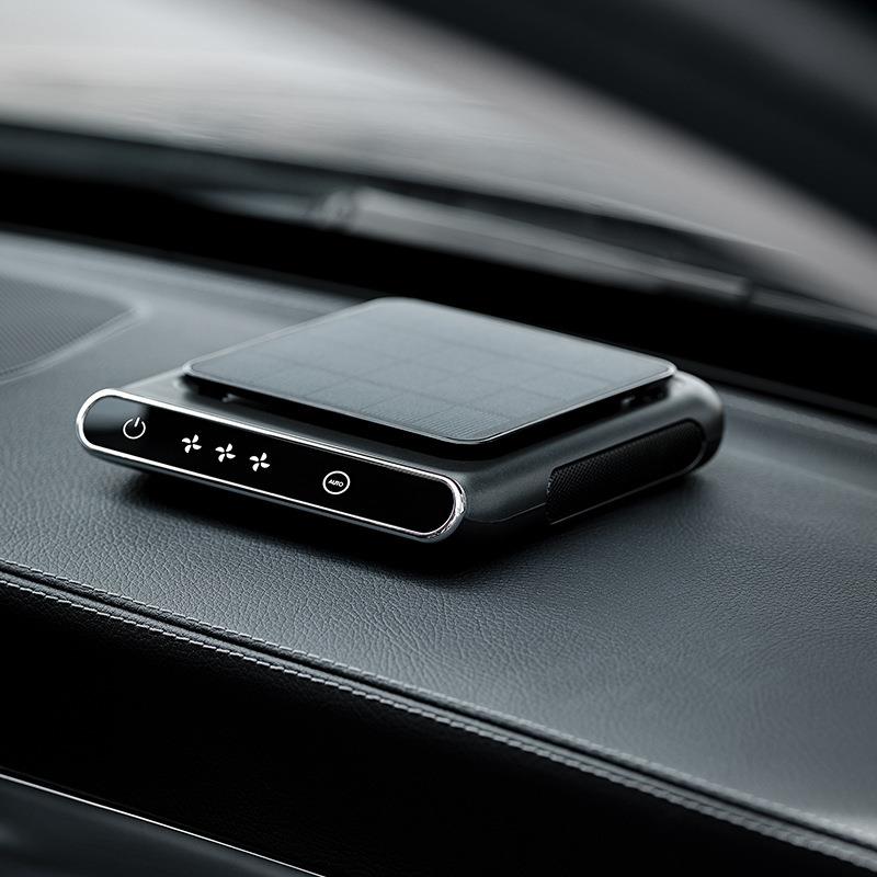 显示屏太阳能车载空气净化器负离子氧吧汽车用空气净化器厂家礼品