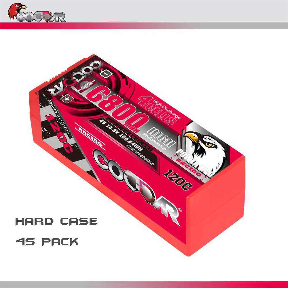 鹰氪CODDAR 6800mAh 4S 14.8V 120C 1/8遥控RC硬壳车模锂电池EC5