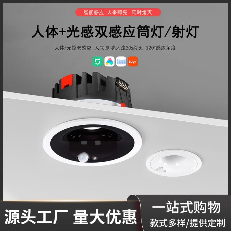 人体光感防眩感应射灯客厅嵌入式无主灯智能防眩小山丘筒灯