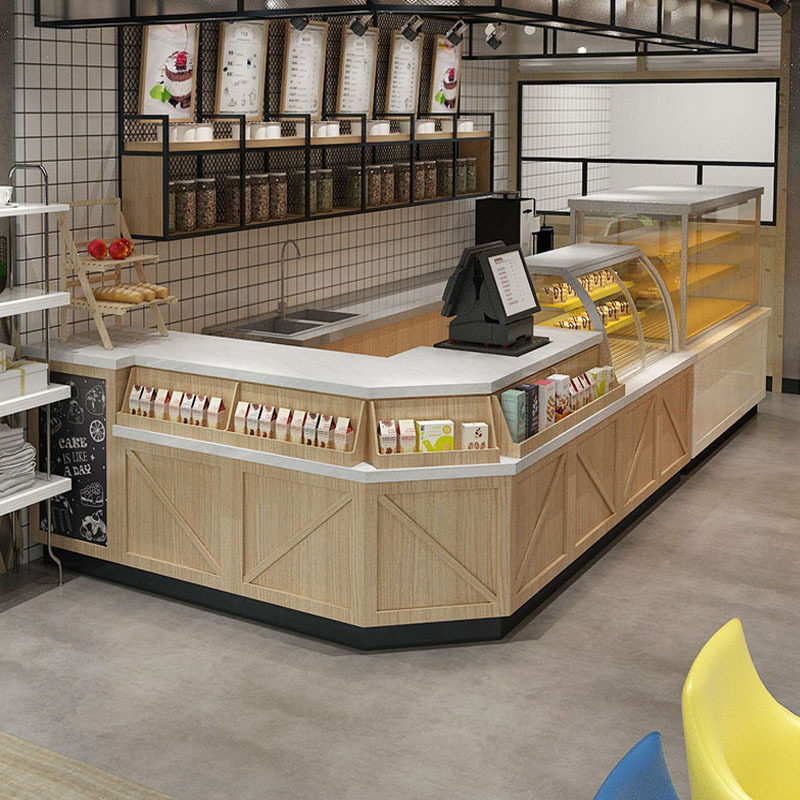 商用面包店转角吧台收银台柜台店铺简约甜品蛋糕烘焙店前台接待台