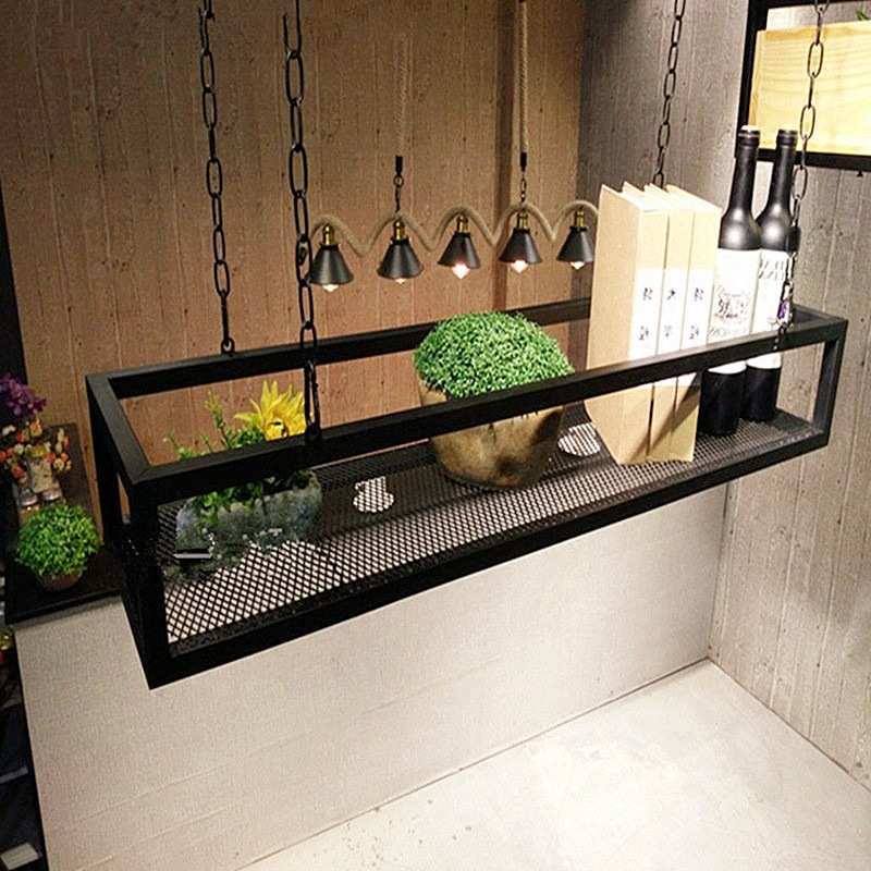 九梦铁艺工业风悬挂花架置物架倒挂酒杯架酒吧餐厅装饰铁链吊架