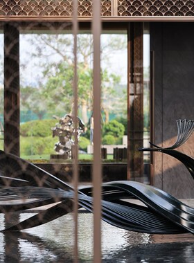 大型不锈钢雕塑i定制水景观飘带异形镜面螺旋艺术金属装饰户外广