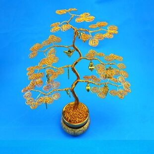 手铝线货源）热新款盆编小号（节景发财树点工艺玫瑰花香炉卖