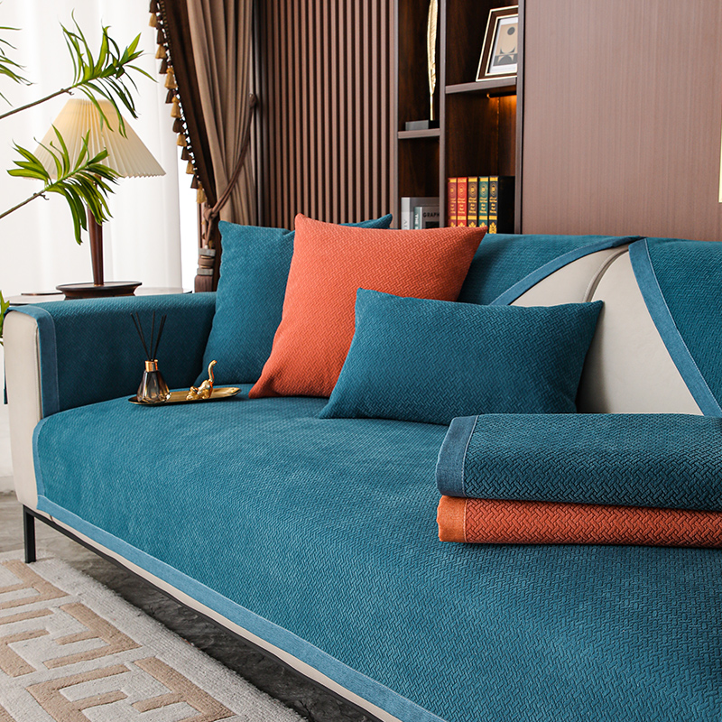 纯色轻奢风高级感真皮沙发垫四A季通用简约夏季防滑盖布套罩坐垫