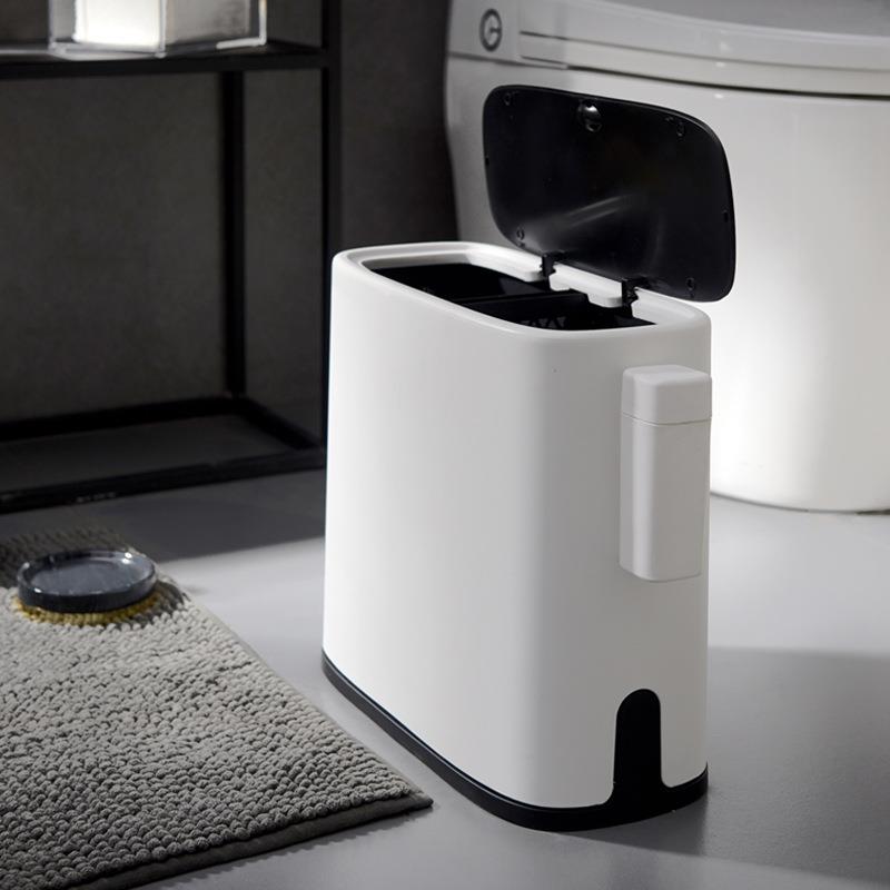 夹缝垃圾桶家用客厅厨房厕所塑料垃圾桶分格垃圾桶带盖垃圾收纳桶