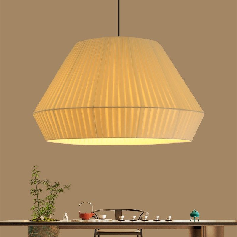 现代简约百褶布艺吊灯中古餐厅吧台客H厅卧室民宿酒店餐饮商用吊