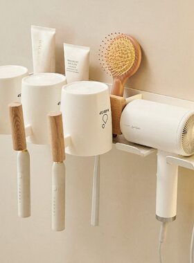收纳卫生间免打孔e子浴室吹风机置物架风筒原木支架电吹风o挂架cm