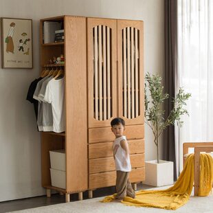 孩环木樱桃卧室储物儿童房儿童衣柜男女收纳柜组合衣橱全实木小保