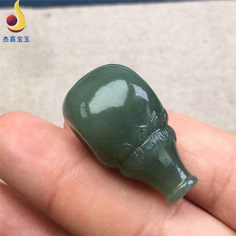 手工制作和田玉三通佛头鸭蛋青玉文玩手链配饰项链手串配件证书