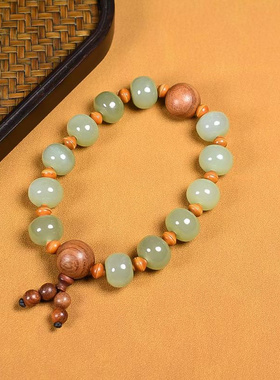 天然和田玉手链男士女款玉石手串青白玉转运珠玉手链首饰礼物证书