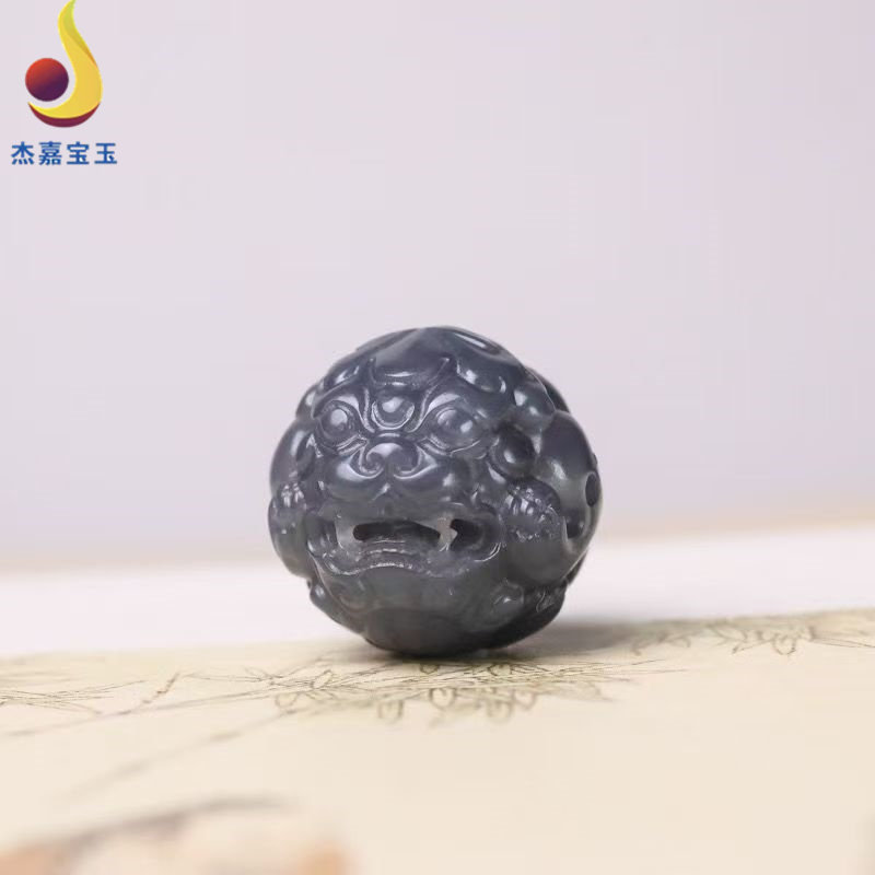 手工制作和田玉烟紫貔貅单颗珠子diy各种文玩手链皮休配饰带证书