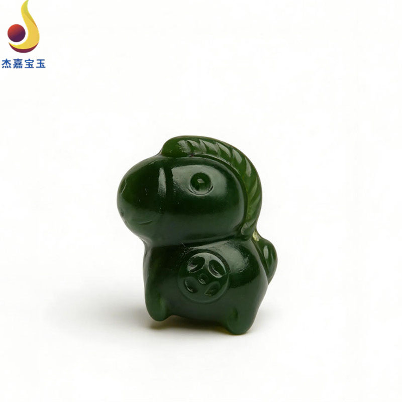【马上有钱】俄罗斯碧玉生肖马吊坠本命年和田玉立体玉马玉坠男女