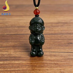 天然和田玉大气时尚小精品挂坠气质挂件小马里奥手工雕刻立体吊坠