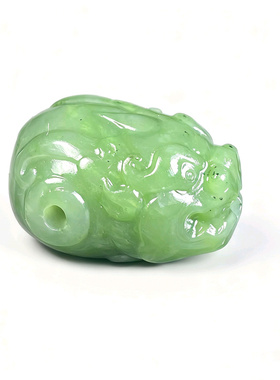 手工制作天然和田玉碧玉貔貅三通一体佛头diy108手链串珠文玩配饰