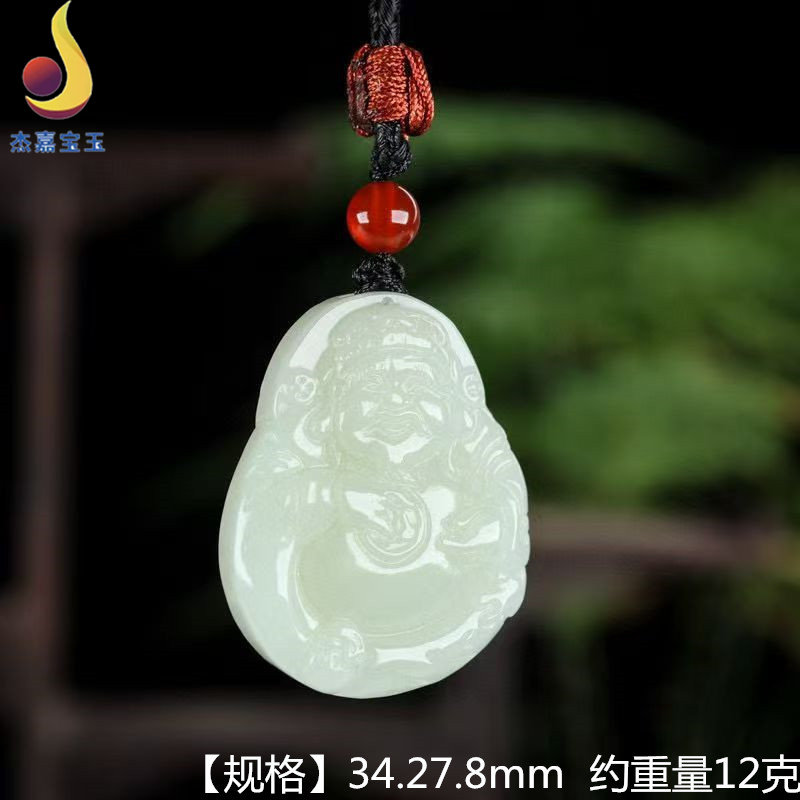 【财神到】和田玉财神吊坠白玉财神爷挂件男女款玉饰品玉佩项坠