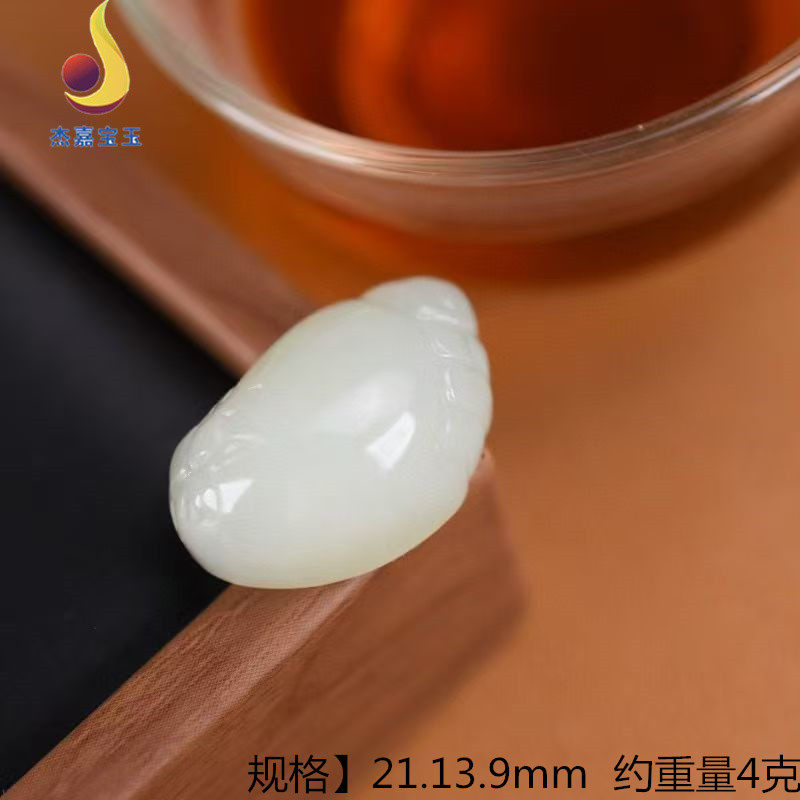 【知足常乐】和田玉天然白玉新疆男女吊坠小脚丫挂件玉坠项链玉石