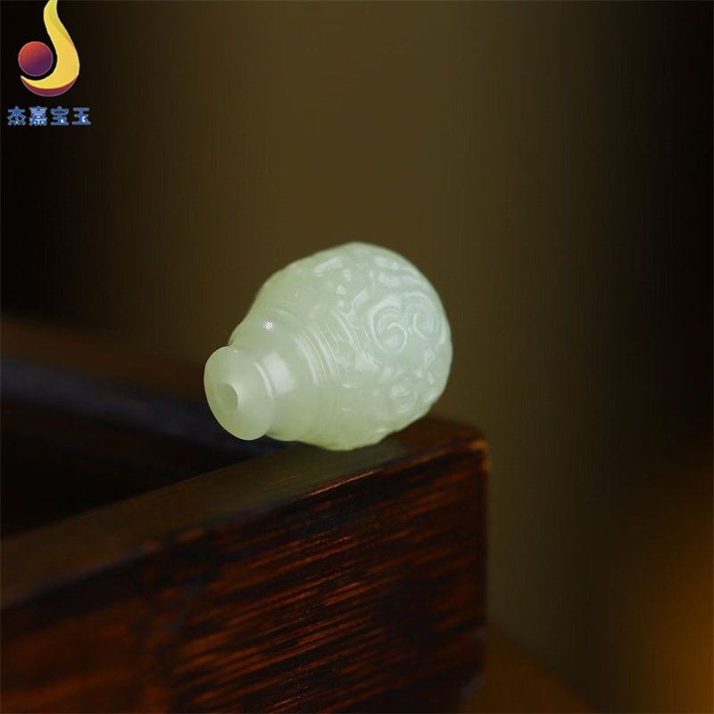 手工制作和田玉回纹珠手持手链玉石单颗配珠diy三通文玩配饰证书