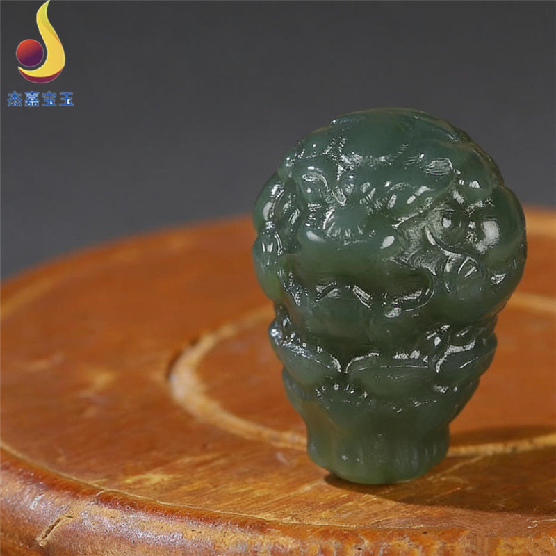 【好运连连】手工雕刻莲花貔貅三通手链配件手串配饰男女礼物证书