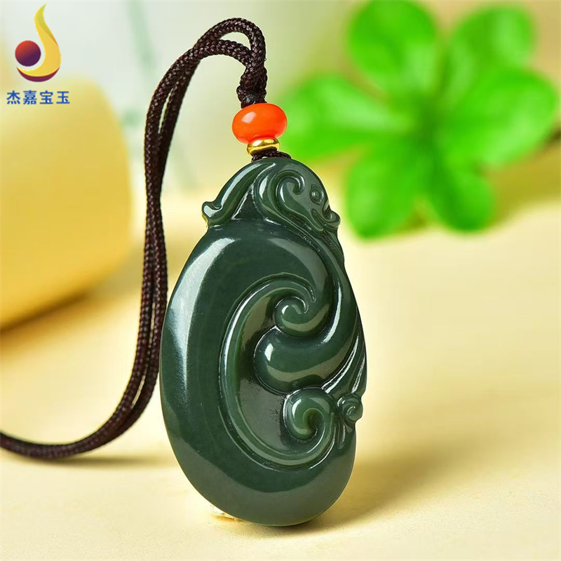 【人生如意】天然和田玉青玉万事如意玉坠男女款如意吊坠项坠挂坠