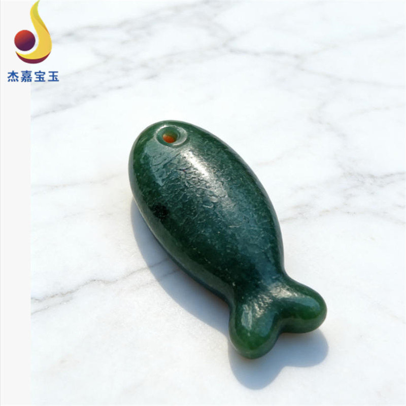 【年年有余】天然和田玉新疆锤纹工艺吊坠鱼挂件小鱼男女精雕玉石
