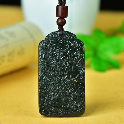 【忠义之秋】天然精致正品新疆和田玉吊挂件玉佩吊坠玉石男女证书