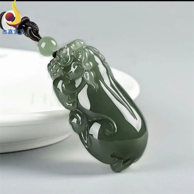 和田玉旺财貔貅吊坠纯天然新疆正品玉石貔貅玉坠男女款礼物证书