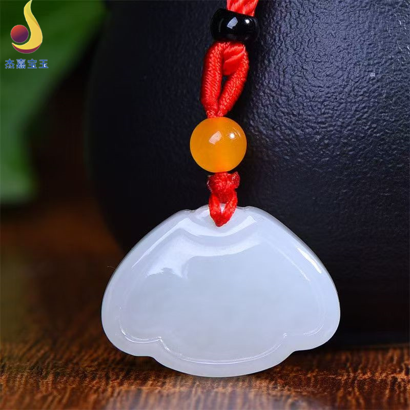 和田玉平安锁吊坠男女如意锁宝宝锁挂件儿童玉坠宝宝锁玉佩项链女