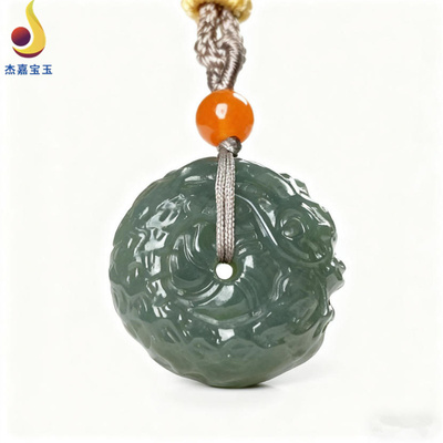 【龙的传人】天然新疆和田玉龙扣吊坠且末料平安玉扣挂件男女证书