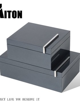 木质钢琴b烤漆深蓝色多功能纸巾盒托盘摆件样板房卧室高级感摆设