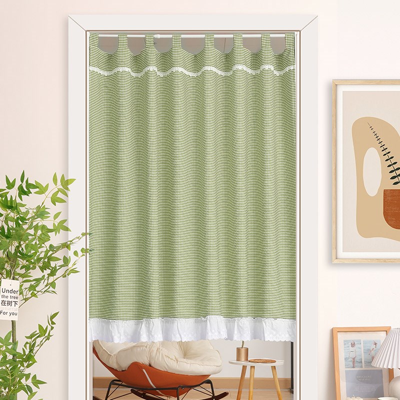 日系加厚b棉布门帘半帘短帘厨房卫生间布帘厨柜帘隔断帘隐私帘布