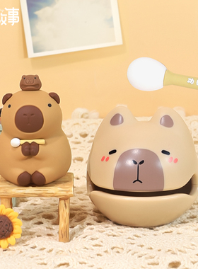 卡皮巴拉木鱼桌面摆件办公室情绪稳定神器治愈系工位装.饰生日礼