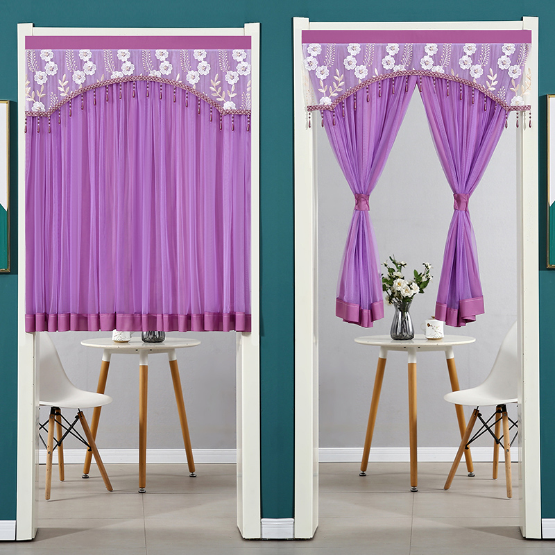 清新纯色门帘遮i挡隐私短帘卧室玄关阳台隔断半帘小窗帘订制免打