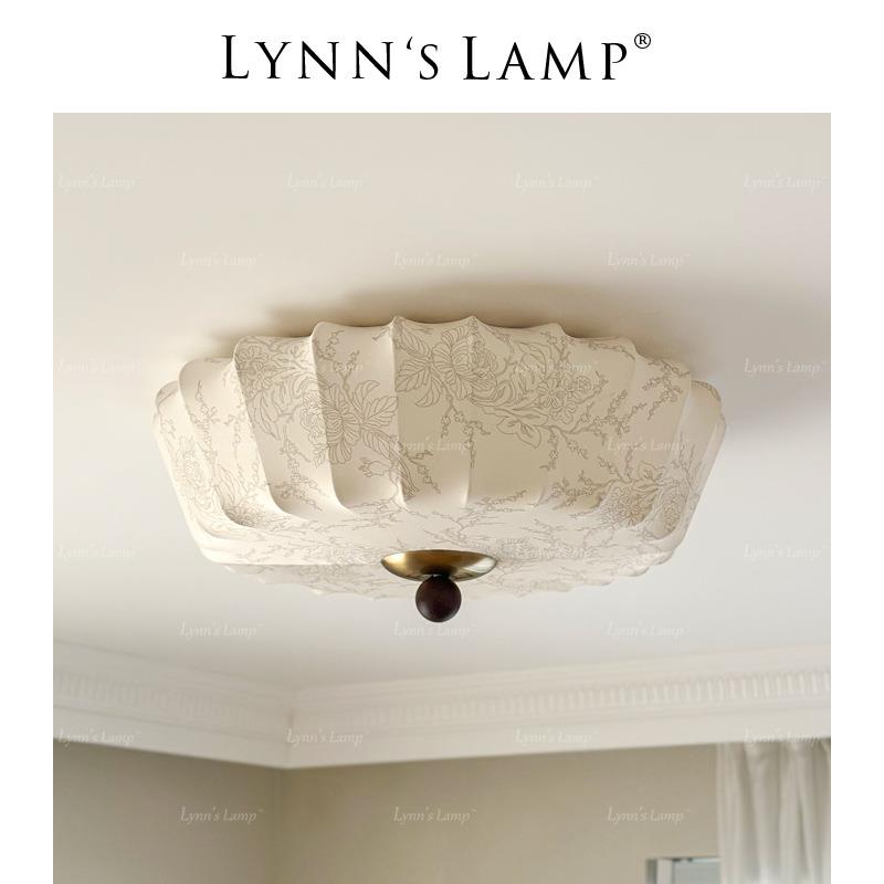 Lynn's立意 法式中古风吸顶灯 卧室主卧布艺氛围感书房复古餐厅灯