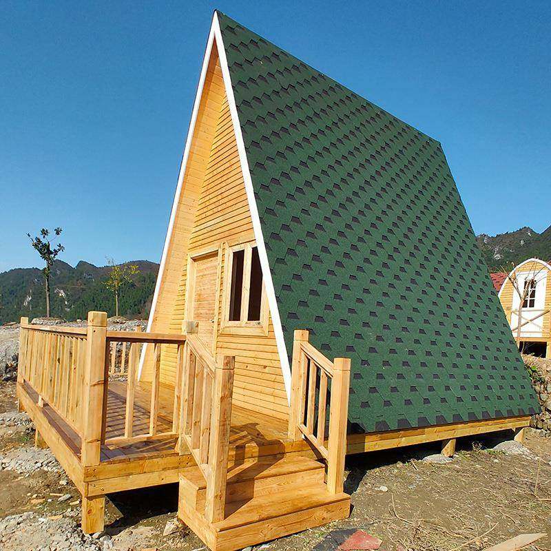 网红景区露营民宿防腐木移动三角形木屋景区农家乐户外组装小房子