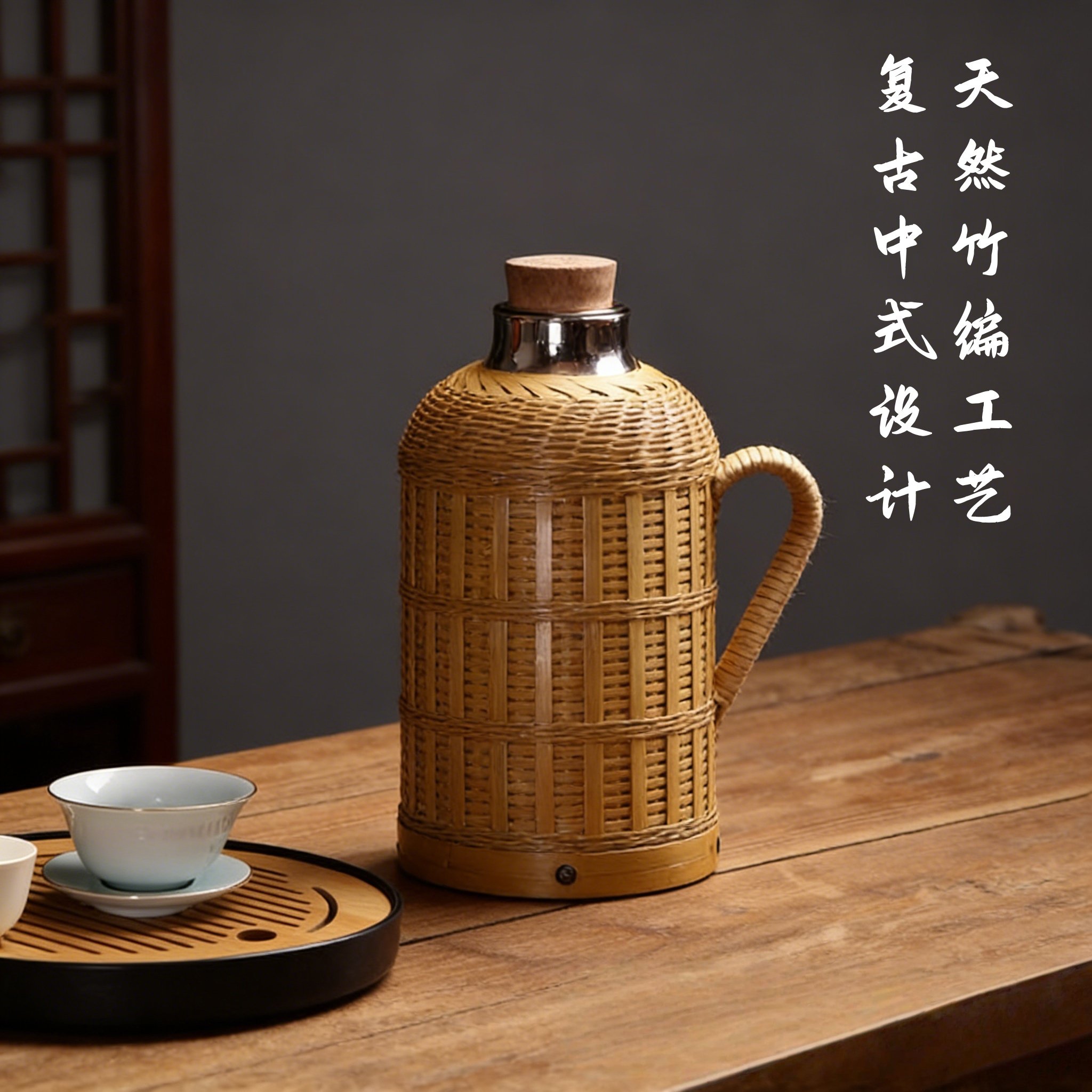 竹编热水瓶老式热水壶玻璃内胆保温壶竹子暖壶暖瓶开水瓶外壳家用
