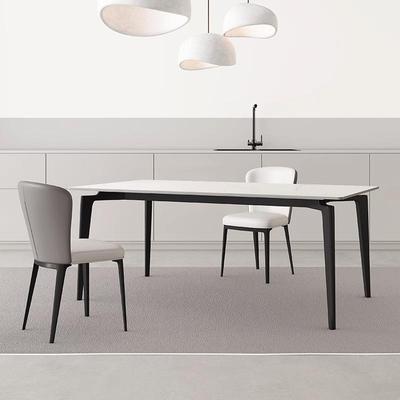 厂家直销意式轻奢岩板餐桌设计师款现代简约家用小户型长方形餐桌