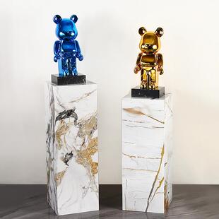 大理石底座爵士白岩板石墩石柱客厅电视柜落地展示台轻奢雕塑摆台