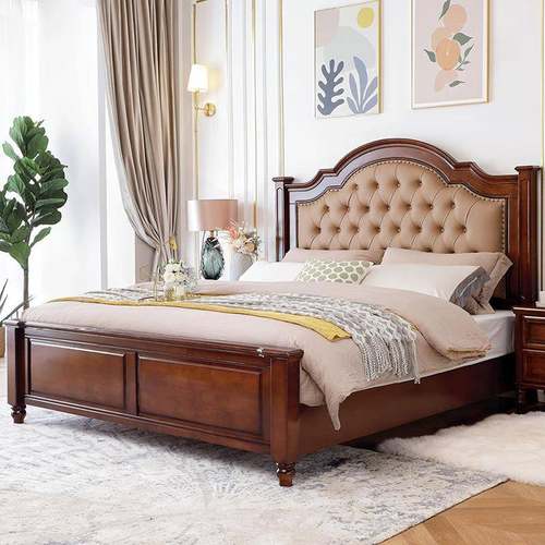 床现代简约美式纯实木床工厂直销床1米8大床双人床主卧高箱储物床