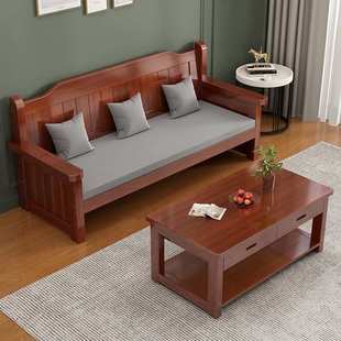 实木长椅沙发椅冬夏两用小户型阳台卧室客厅三人四人休闲靠背长椅