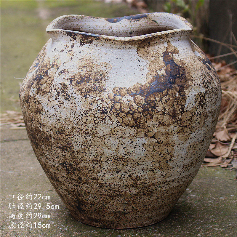 手工粗陶花器侘寂陶罐土陶干花花瓶客厅摆件坛子花器落地禅意花盆