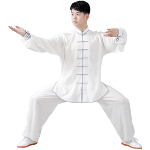 棉麻太极服男款太极拳练功服春秋功夫站桩武术服装比赛服表演服女