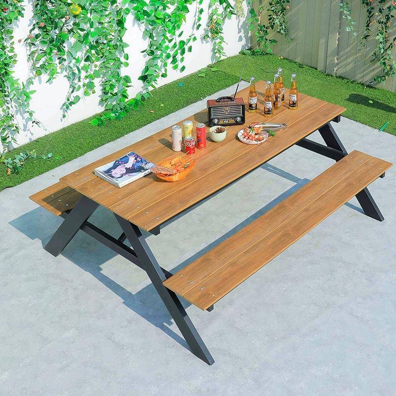 户外一体公园椅沙滩塑木桌露天摆摊海景房游泳池休闲防腐木桌椅