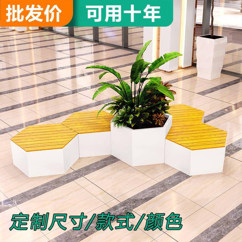 别墅庭院露台塑木座椅卡座收纳花盆休息长椅商业空间绿植花箱坐凳