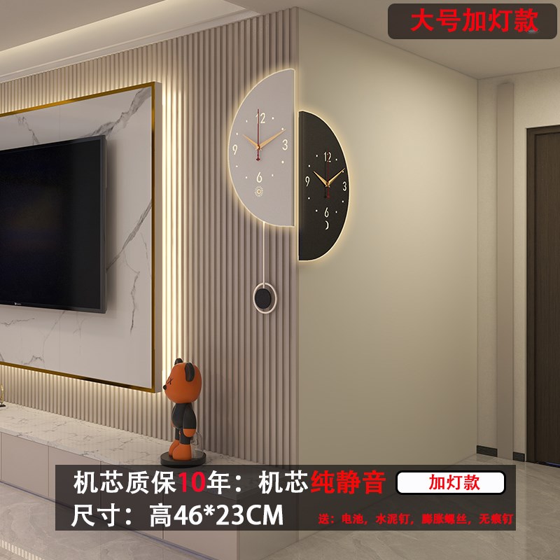 轻奢转角挂钟新i款挂墙家用简约钟表创意现代双面时钟拐角挂表客